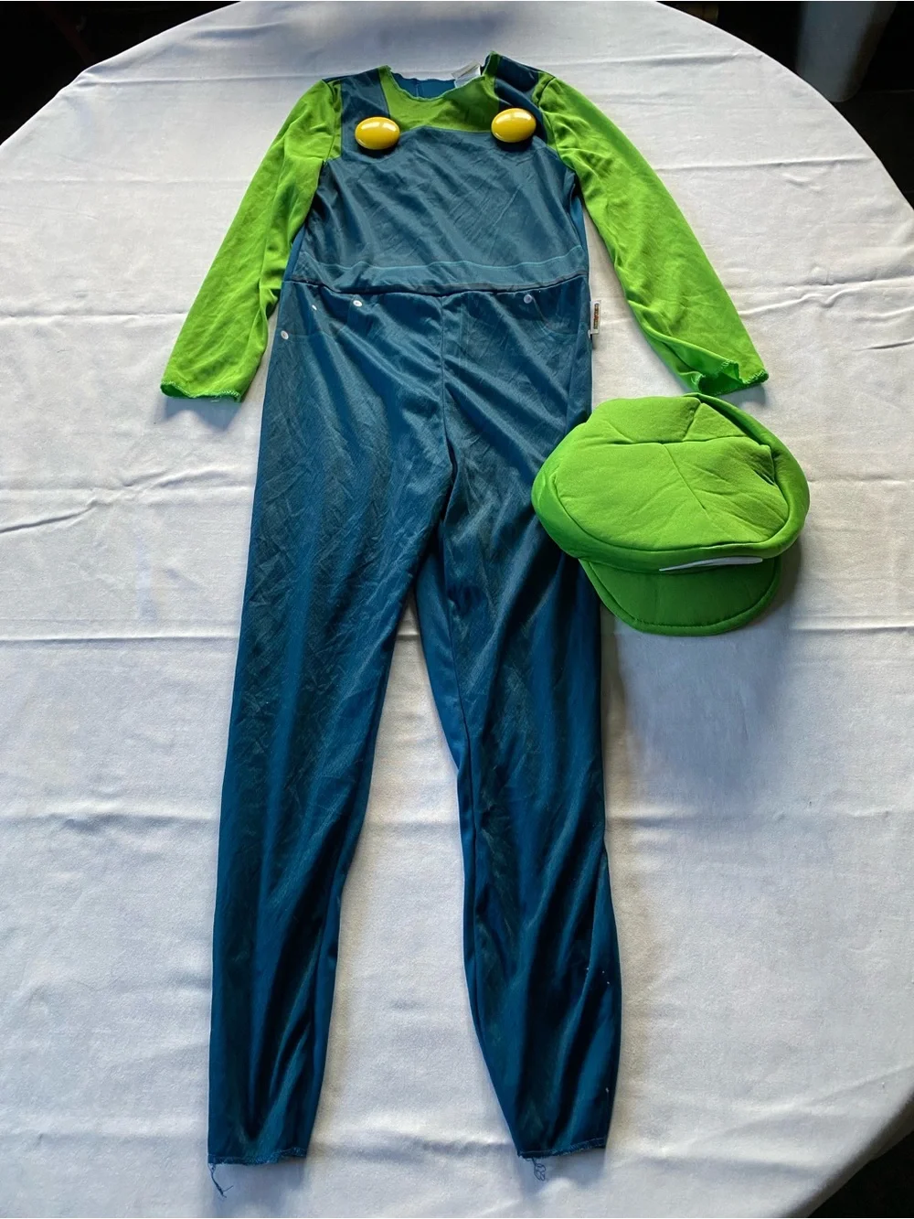 NWOT Super Mario Bros. Luigi Halloween Costume With Hat Size Medium 7/8